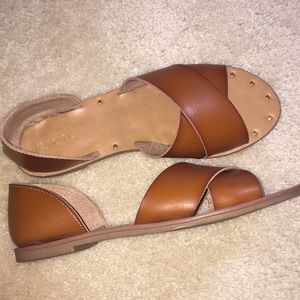 Cute brown sandals with gold stud detail